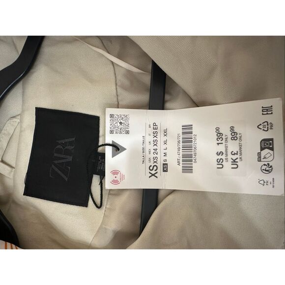 NWT ZARA LONG SLEEVES WITH SCARF TRENCH COAT  XS 4749/706/721 - Picture 7 of 10